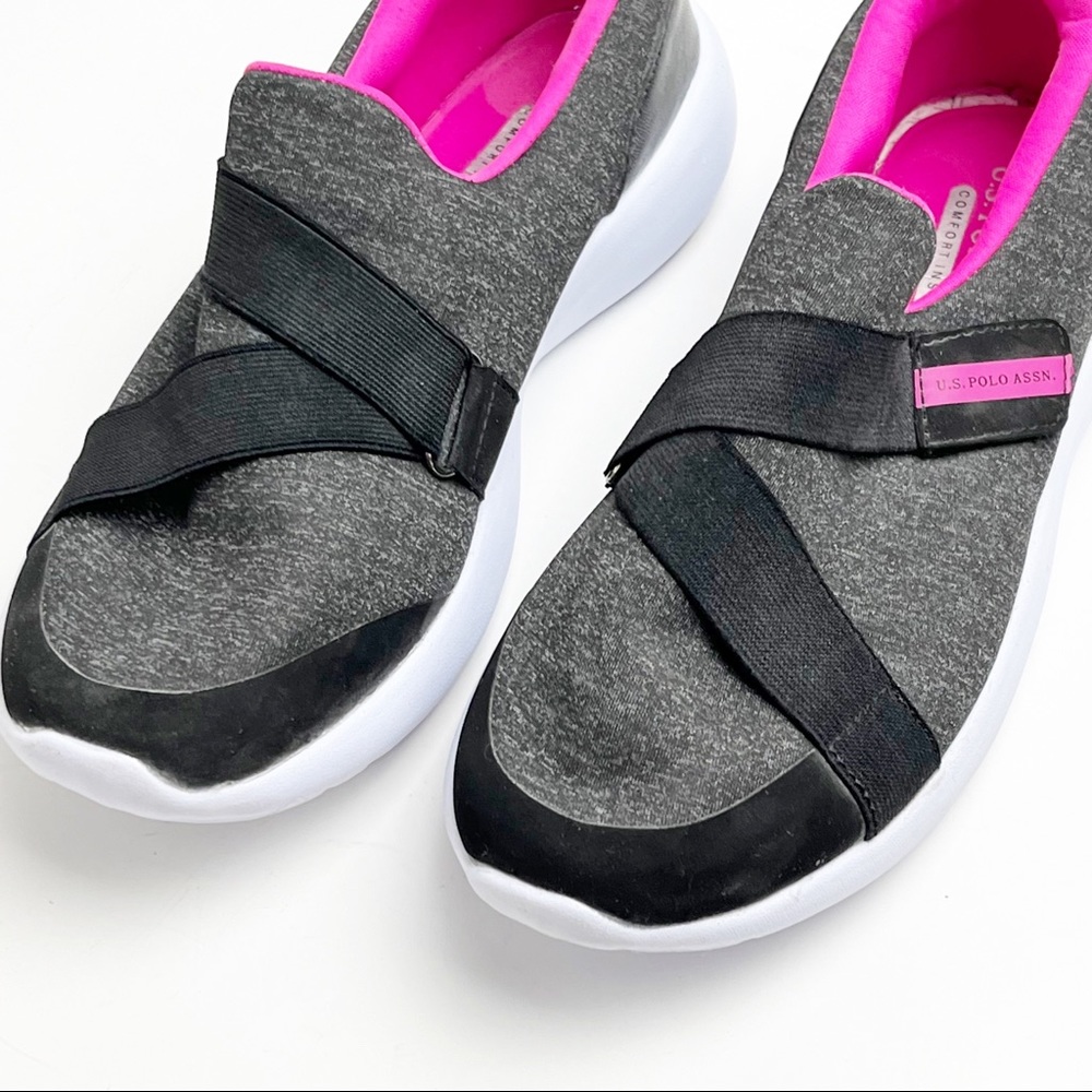 US POLO ASSN. Gray Cross Strap Closure Comfort Insole Sneakers, Size 10 - Picture 8 of 12